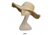 Wide Brim Straw Hat with Braided Straw Trim - Natural - HT-6044NAT